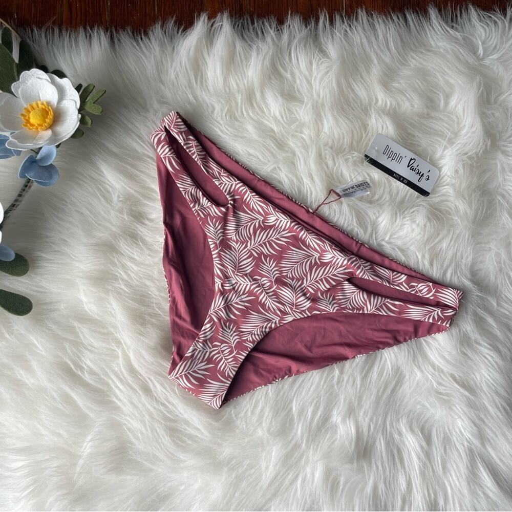 Mauve Palm Print Bikini Bottoms Size Large by Dippin’ Daisy NWT
